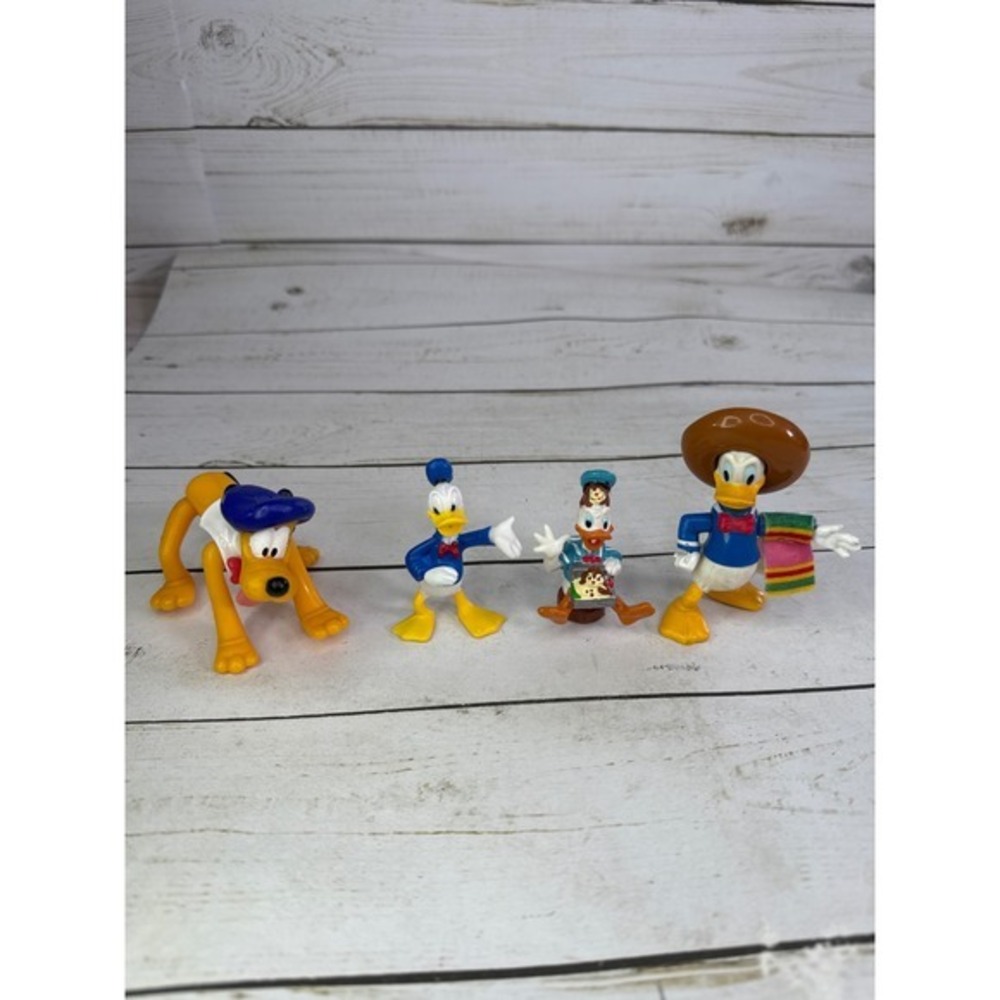Vintage Disney PVC figure Lot of 4 Donald Duck Pluto Sombrero Cake Toppers